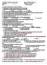 Đề cương ôn tập HKI môn Lịch sử Lớp 9 - Năm học 2022-2023 - Trường THCS Tam Quan Bắc (Có đáp án)